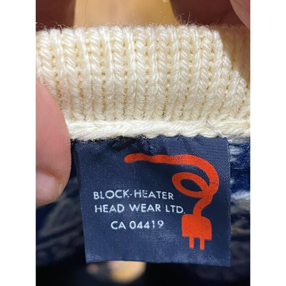 Vintage 70s Block Heater Fair Isle Wool Sweater Women’s Small Blue & Cream Geome - Picture 4 of 9